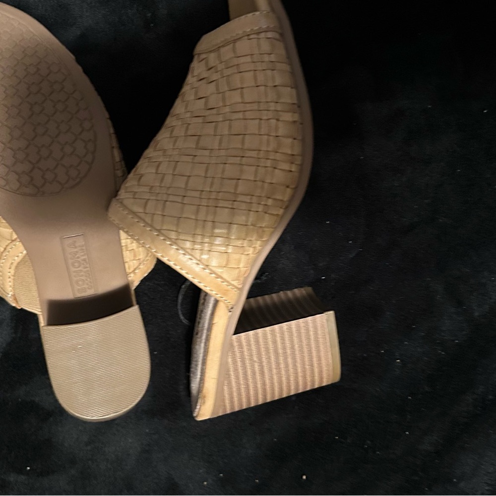 Sonoma Tan Woven Mules with Block Heel